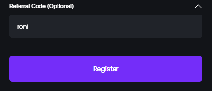 Referral Code Input Screenshot