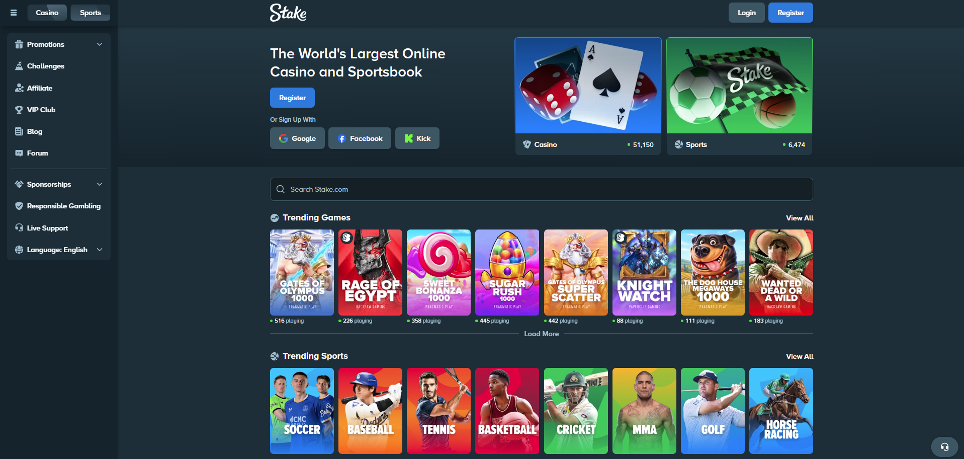 Stake homepage